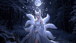 雪色月夜下的狐仙