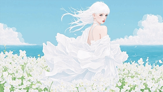 纯白系花海少女