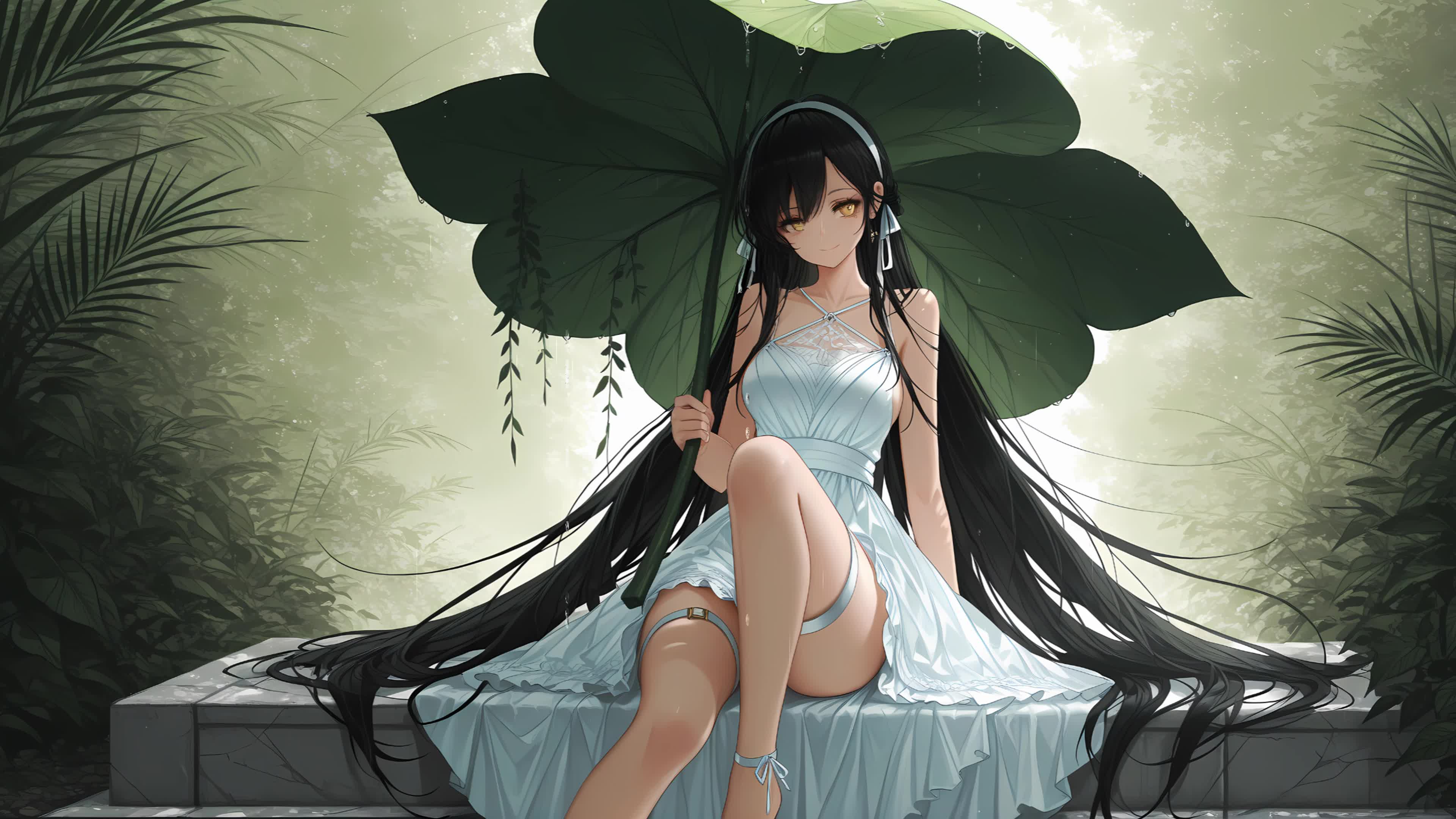 雨天躲雨女孩