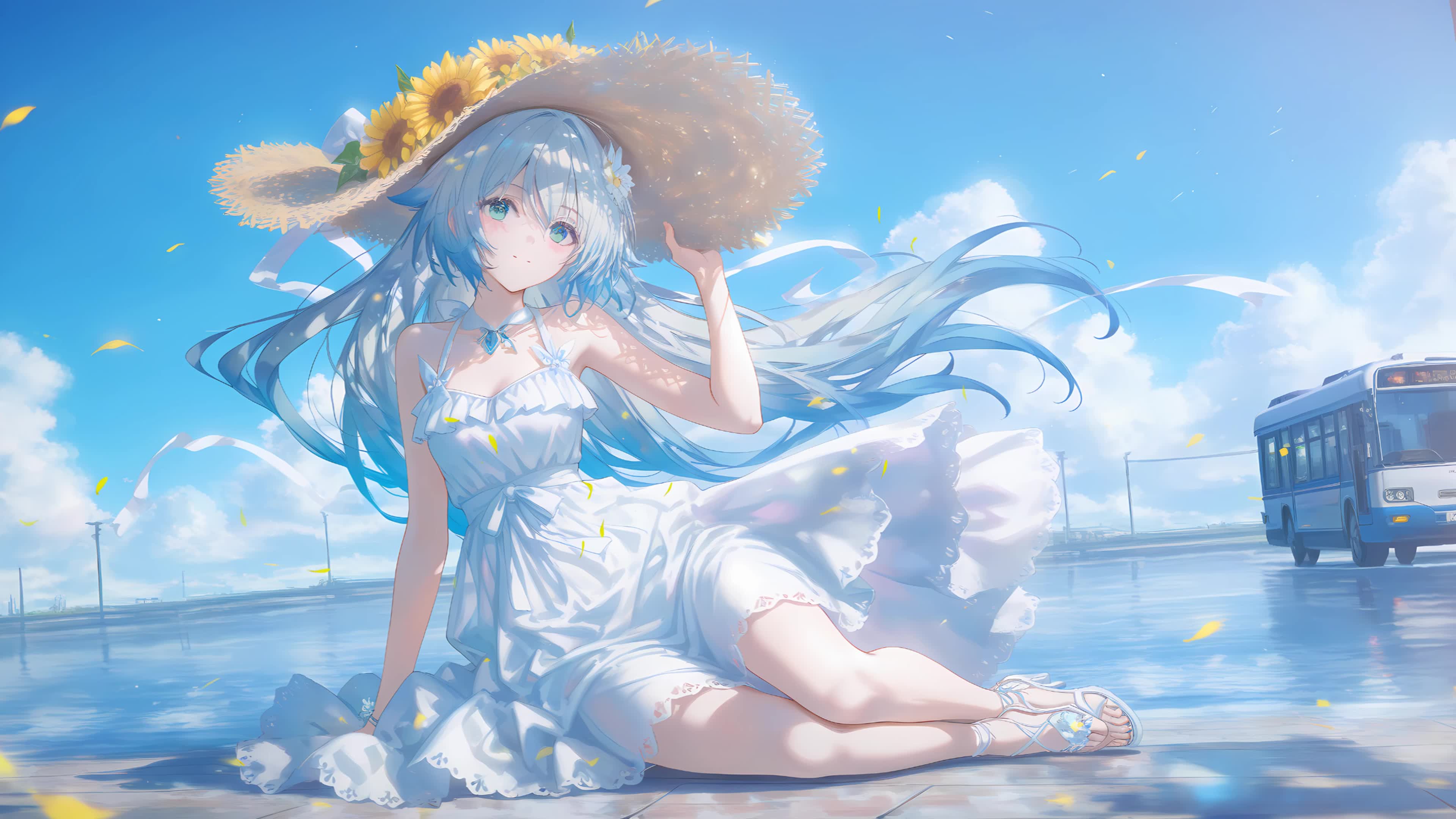 海边长裙女孩