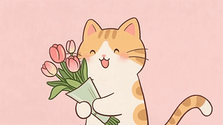 可爱的郁金香猫咪