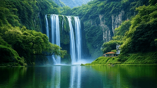 山水瀑布流水美丽风景