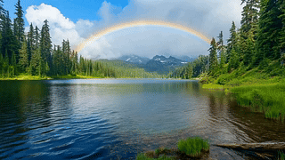 山水彩虹美丽风景