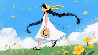 麻花辫少女