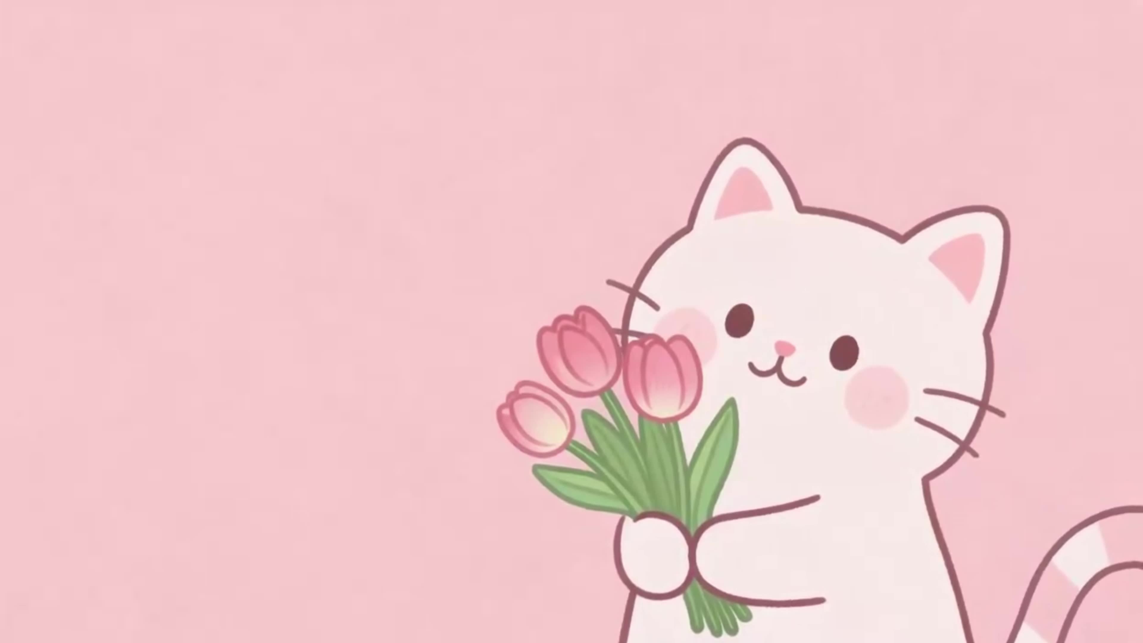 可爱的郁金香猫咪