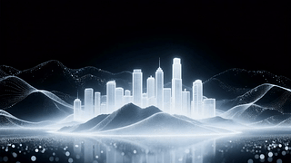 黑白梦幻科技感城市高楼大厦建筑