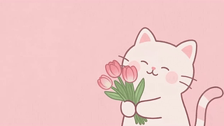 可爱的郁金香猫咪