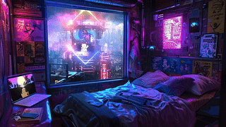 4K赛博科幻霓虹房间