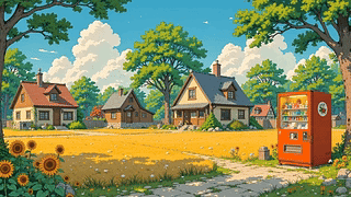 治愈插画夏日乡村小屋