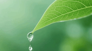 一片绿叶在滴水