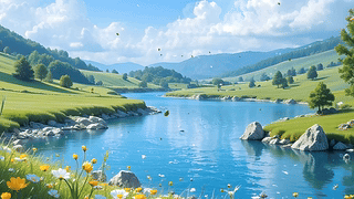 清新湖水