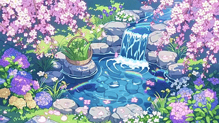 彩虹樱花庭院