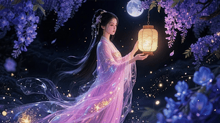 古风美女夜景AI壁纸