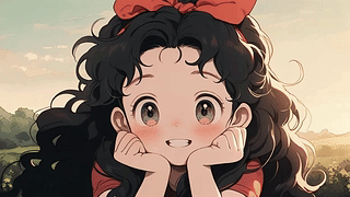 托腮的动漫插画女孩