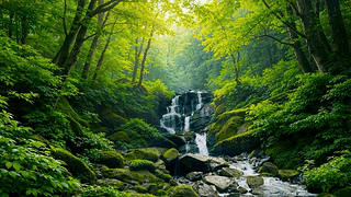 幽静自然绿林溪流