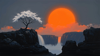 白树夕照动态壁纸