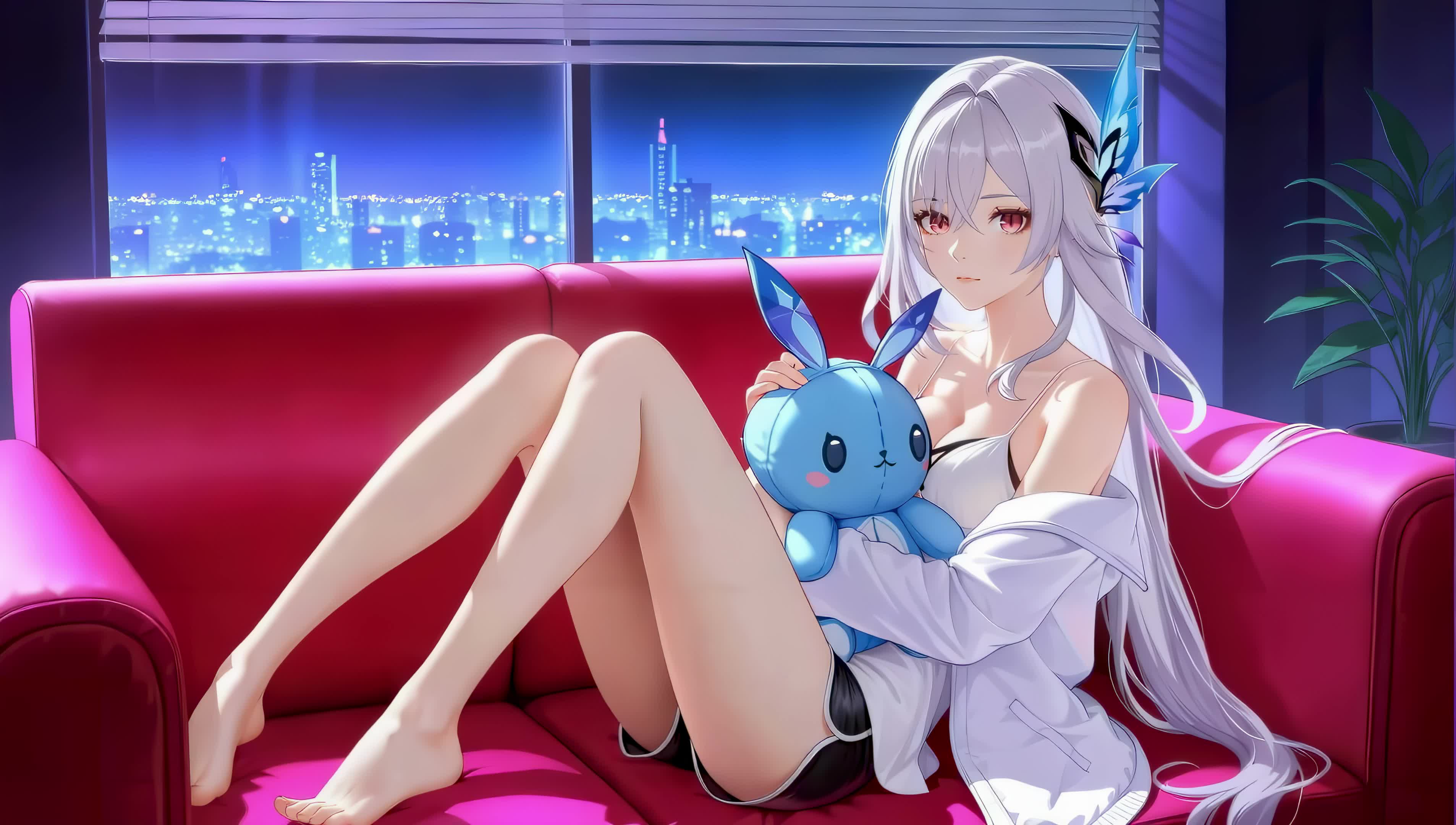 居家二次元白发少女