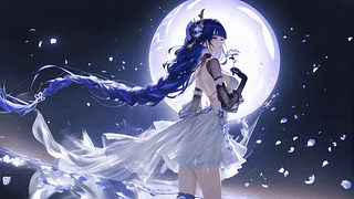 月下紫发婚纱少女