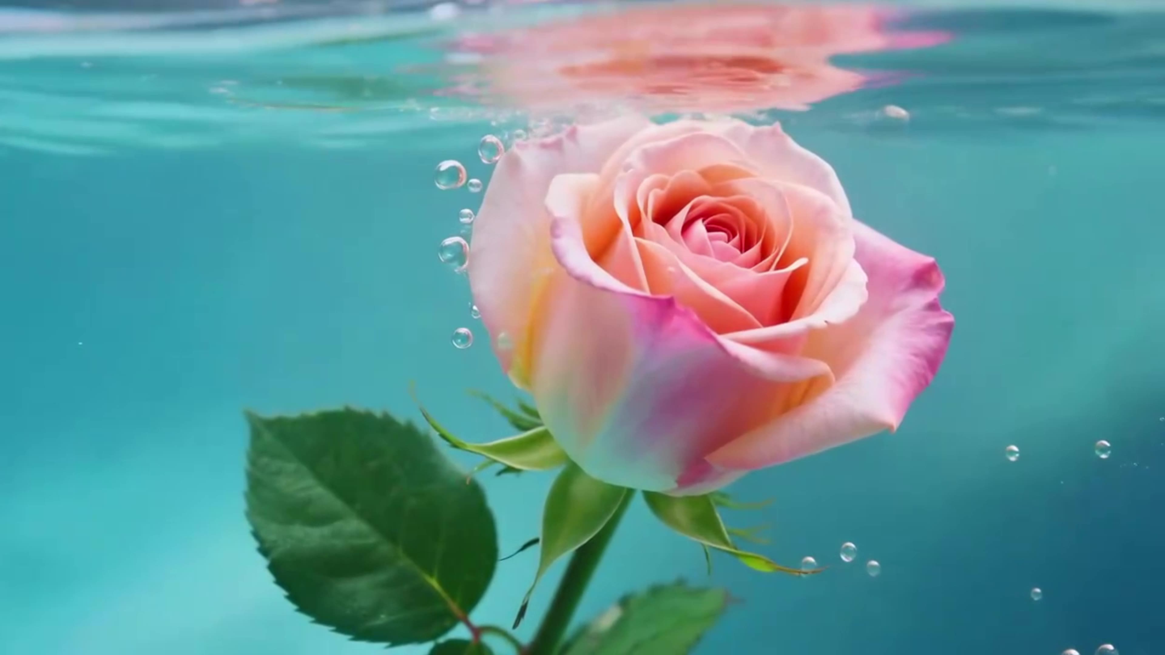 水中的玫瑰花