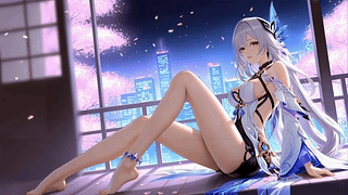 白发长腿二次元少女