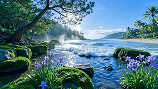 绿色护眼海边美景