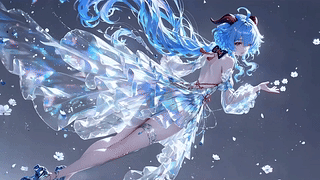 梦幻蓝发幻彩礼服少女