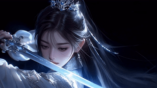 古风持剑白发少女
