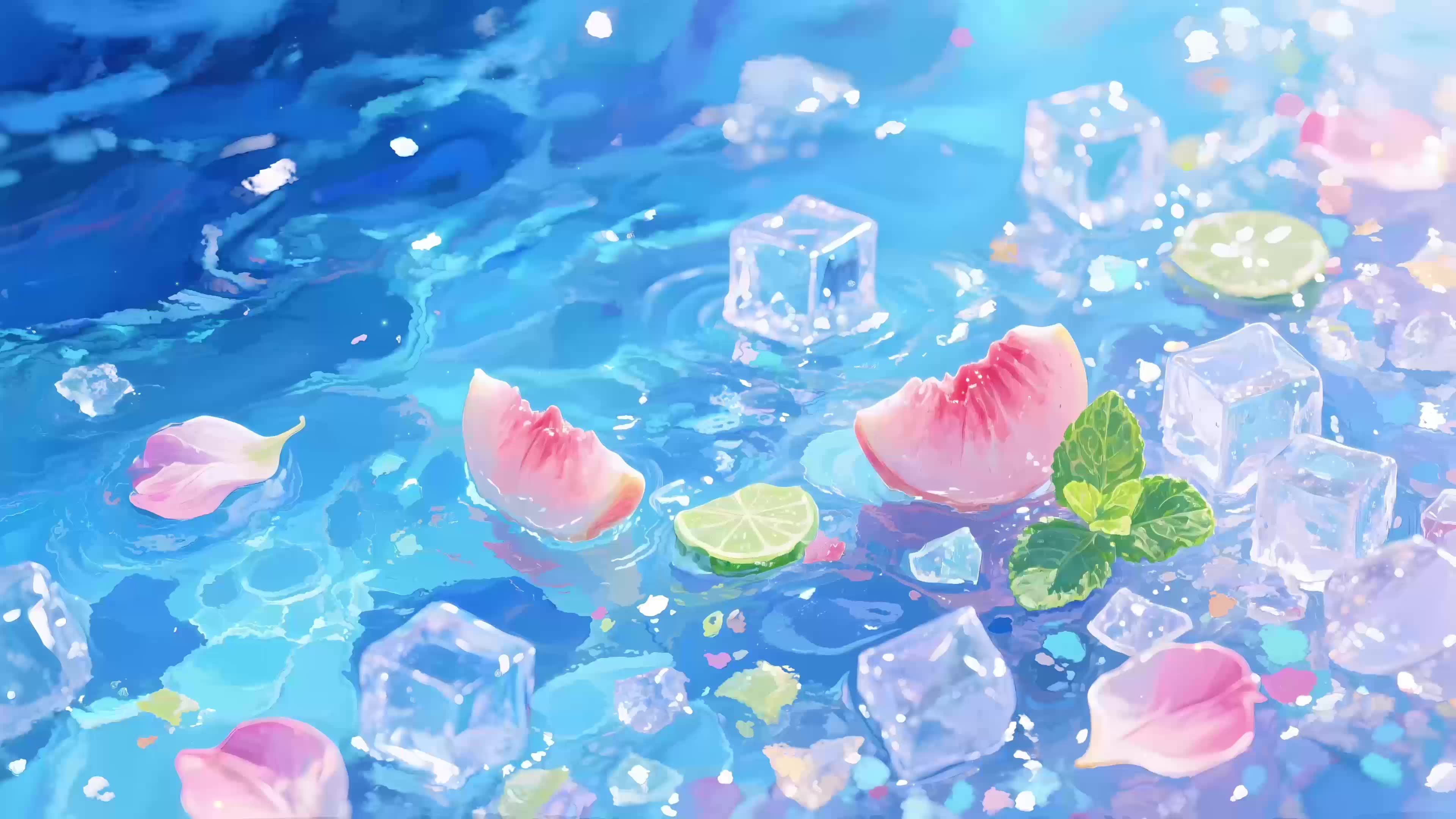 冰凉夏日水蜜桃