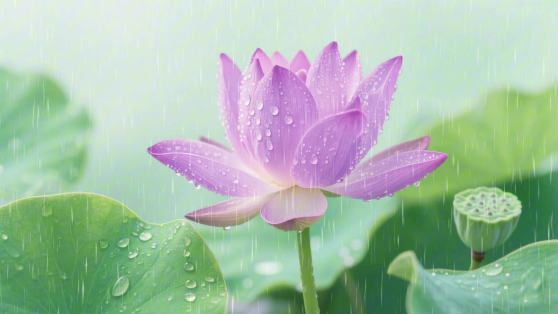 雨中荷花