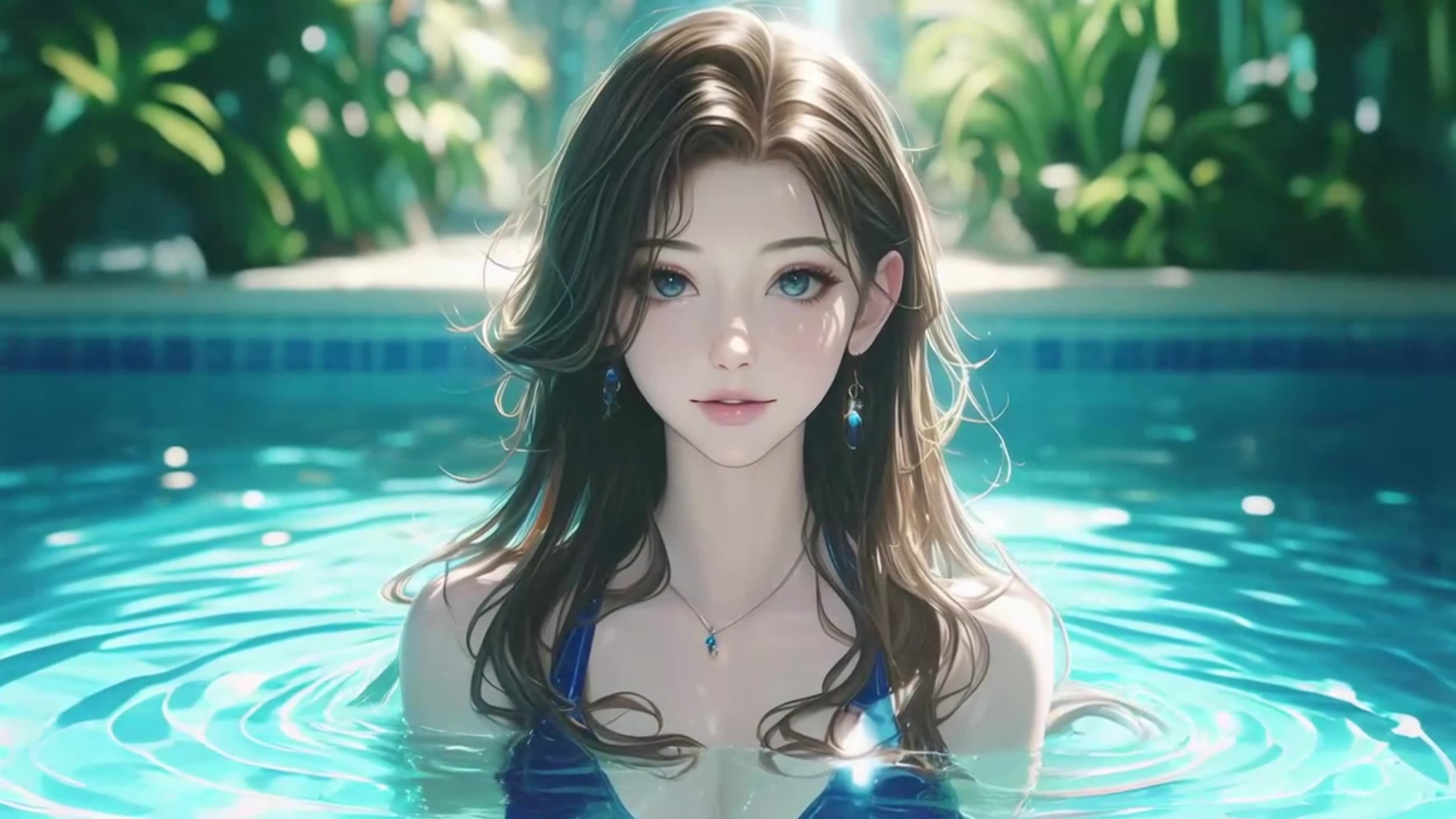 泳池中的小姐姐
