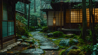雨天木屋小院