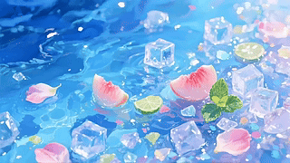 冰凉夏日水蜜桃