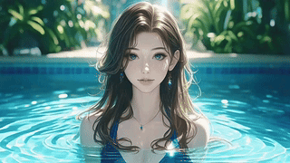 泳池中的小姐姐