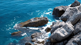 海浪拍打着岩石