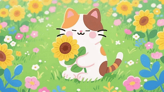 花丛中的猫咪
