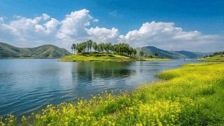 山水湖边美丽风景
