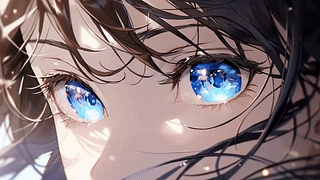 黑发蓝眼动漫少女