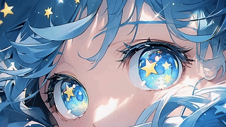 蓝发少女星星眼
