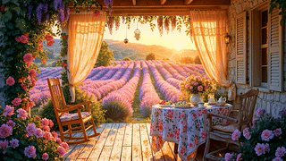 唯美清晨花海小屋