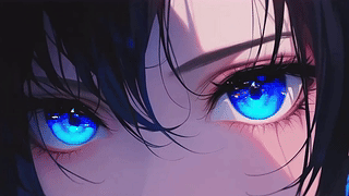 黑发蓝眼动漫少女
