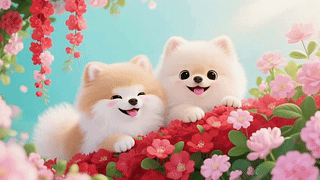 两只可爱萌狗狗