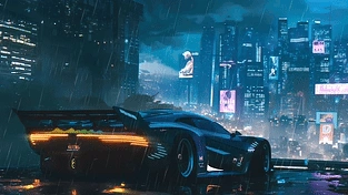 赛博朋克2077雨夜超跑 动态壁纸 | 作者：好看壁纸