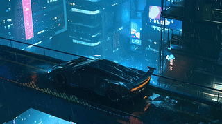 赛博朋克雨夜城市