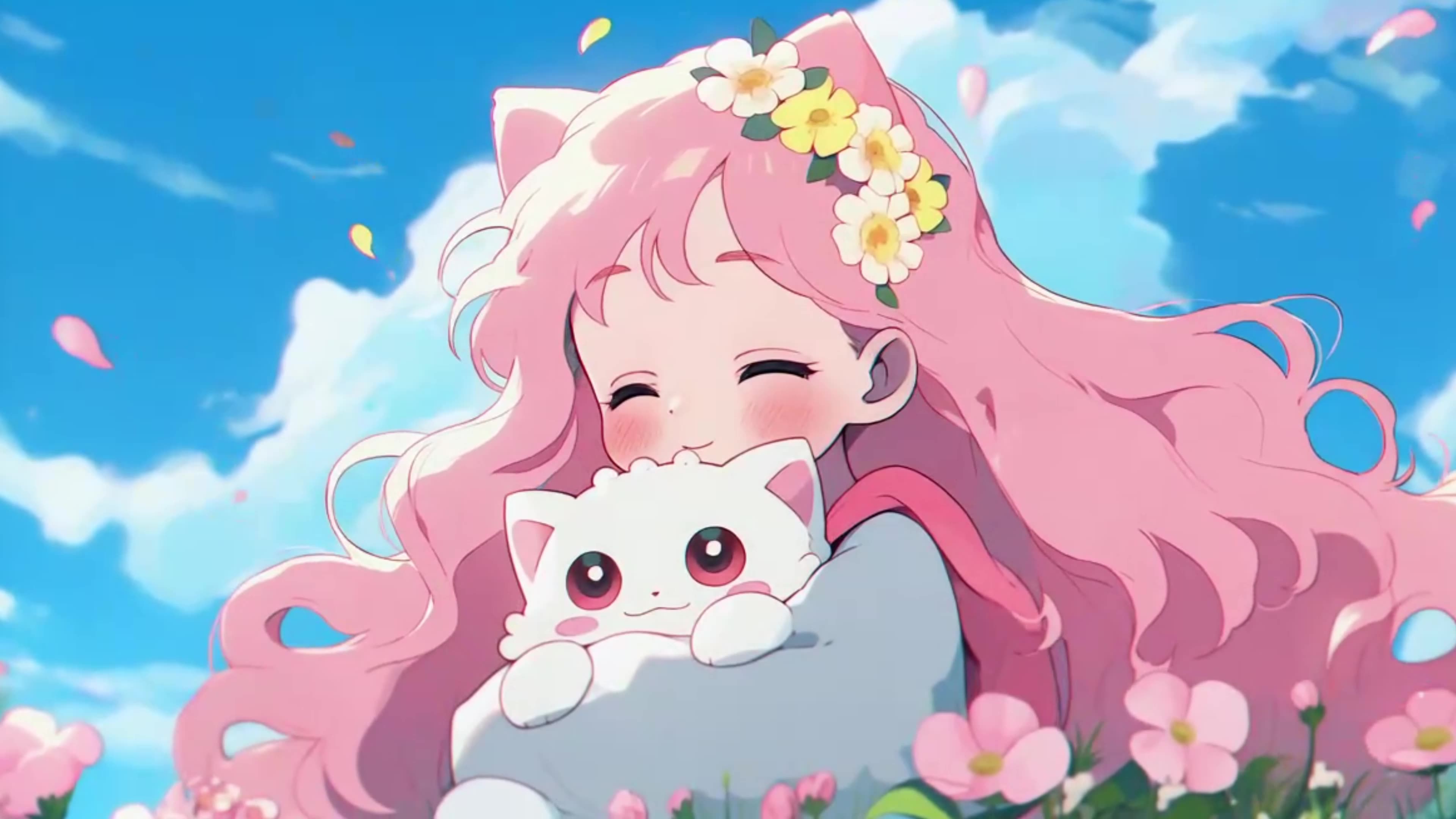 女孩和猫咪