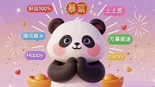 可爱熊猫在祈祷