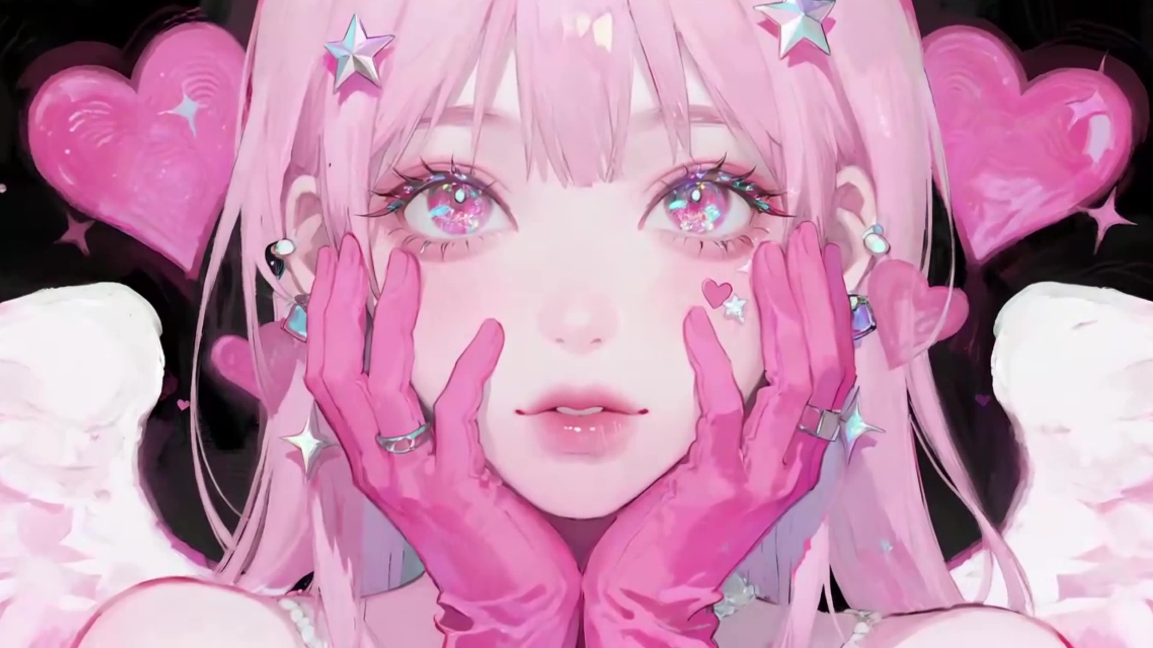 粉发甜心少女插画