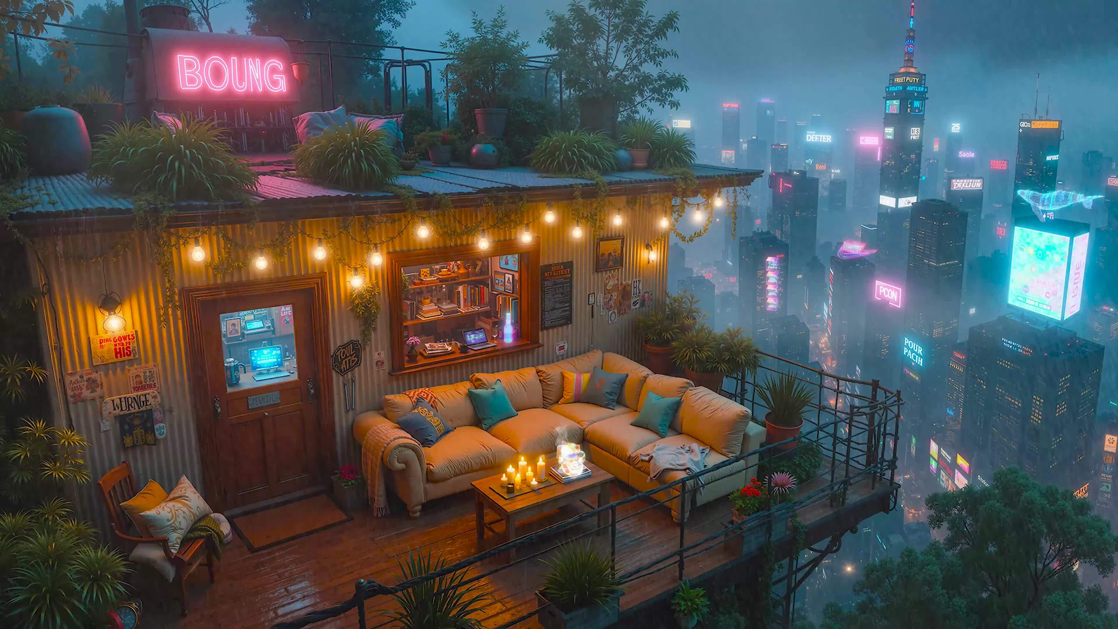 雨夜都市小屋
