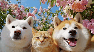 可爱的猫咪和狗狗