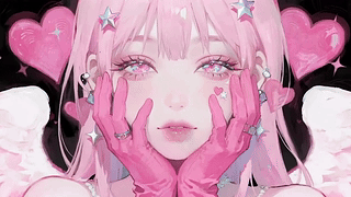 粉发甜心少女插画