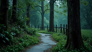 放松雨天树林小路
